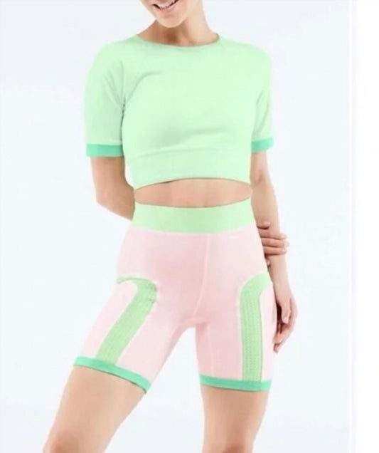 Lulus - Fabletics Maddie Ziegler Color Block Crop Top And Shorts Set
