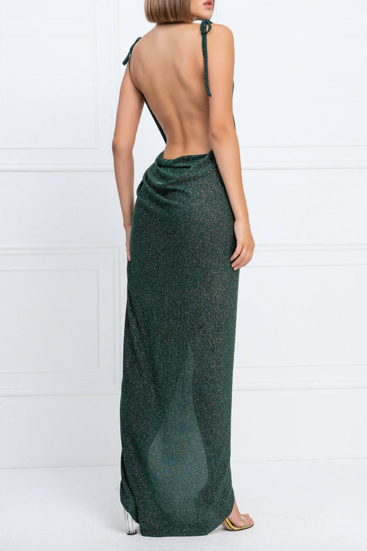 Kikiriki - Wrap Green Glitter Dress