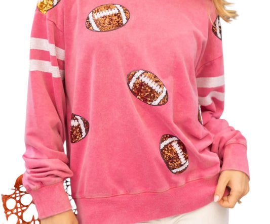 White Birch - Sequin Embellished Football Sweatshirt