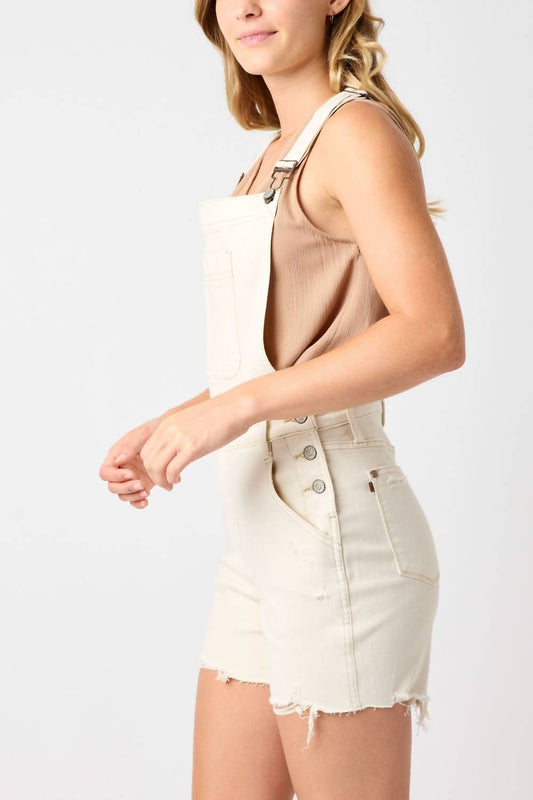 Judy Blue - High Waist Garment Dyed Destroy Overall Shorts