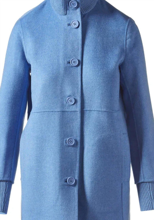 Kinross - Women's Button Front Knit Trim Coat Jacket