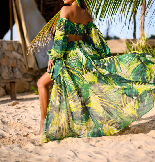 Little Secret Of Mine - Bralette Top And Skirt Set With Slit