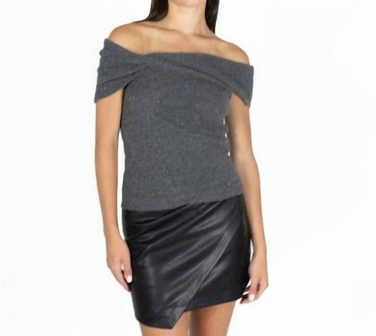 Autumn Cashmere - Off The Shoulder Cowl Twist Glitter Sweater