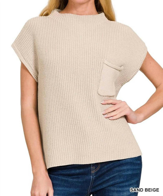 Zenana - Mockneck Short Sleeve Sweater