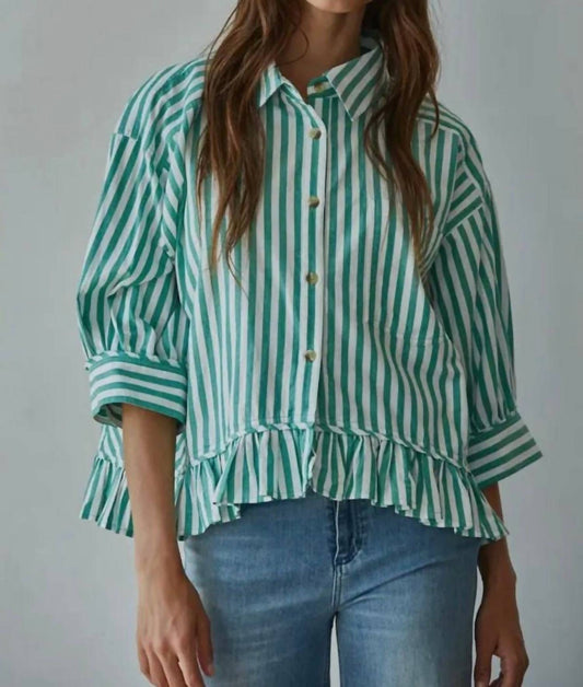 By Together - Woven Cotton Striped Button Down Shirt