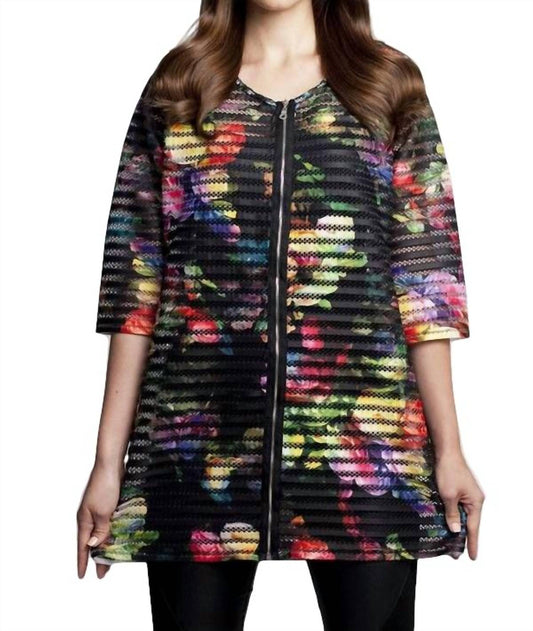 Angel - Textured Floral Long Cardigan