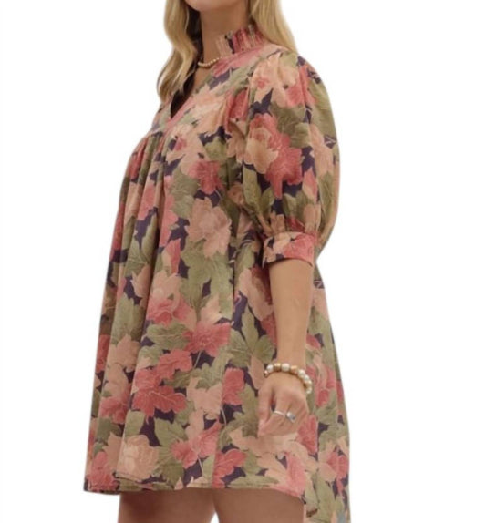 Entro - Floral Pullover Mini Dress
