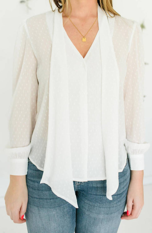 Long Sleeve Neck Tie Blouse