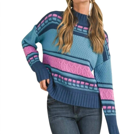 &Merci - Mock Neck Cable Knit Sweater