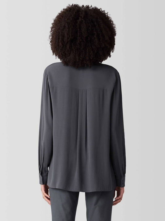 Eileen Fisher - Mandarin Collar Button-up Shirt