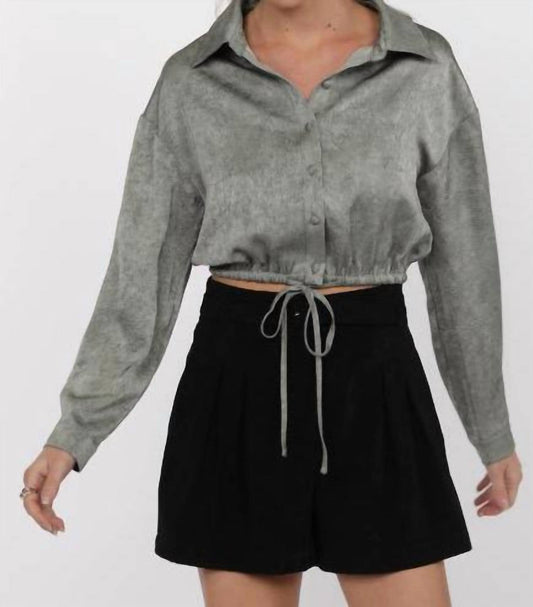 Sage The Label - Forever Yours Crinkled Satin Crop Shirt