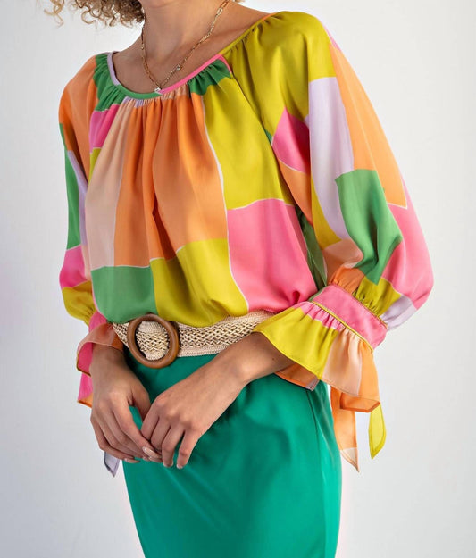 Easel - Geo Print Blouse