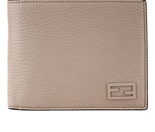Fendi - Men Logo Plaque Pebbled Calf Leather Bifold Wallet