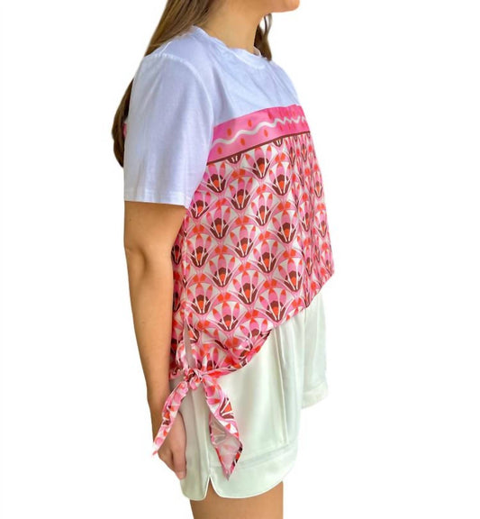 Jade - Print Block Side Tie Tee