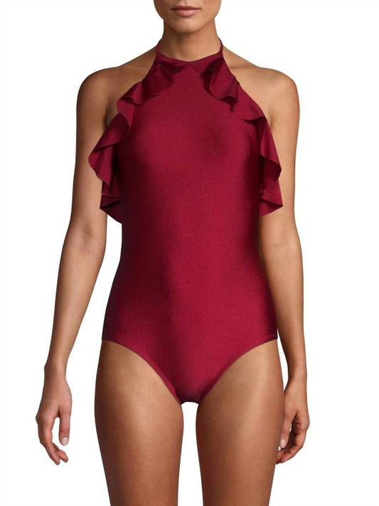Shoshanna - Ruffle Halter One Piece Swimsuit