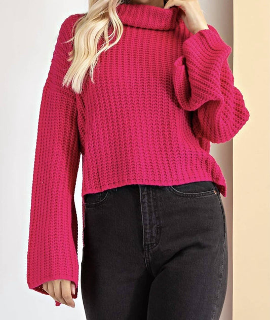 Glam - Barbie Turtle Neck Sweater With Slit At The Sides
