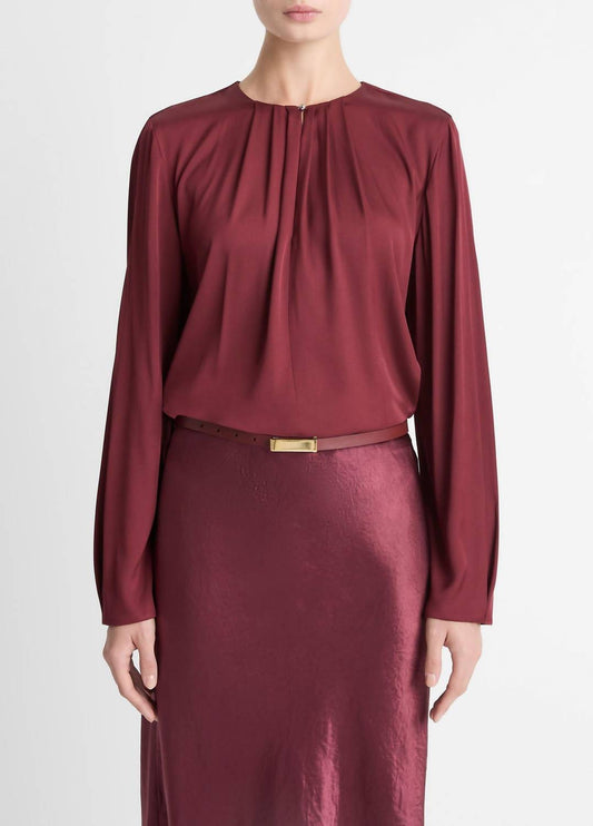 Vince - Silk Blend Pleated Neck Blouse