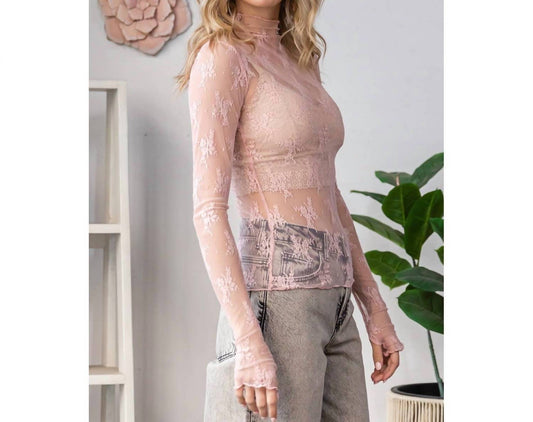 Veveret - Lace Long Sleeve See Through Top
