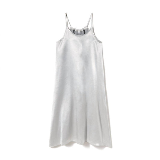 Ruby Satin Knee Length Gown With Spaghetti Straps & Gathered Back