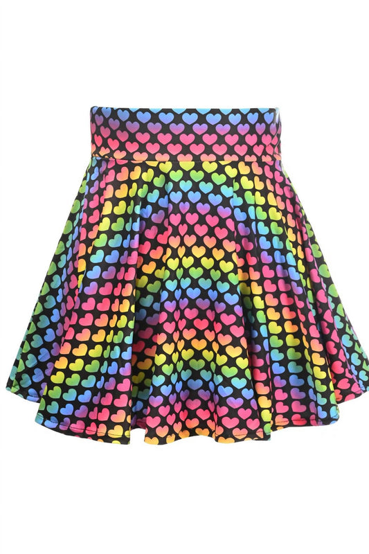 Daisy Corsets - Rainbow Hearts Stretch Lycra Skirt