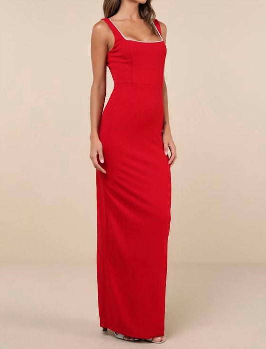 Lulus - Timeless Poise Rhinestone Squareneck Dress