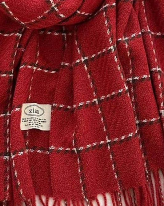 Ninexis - Women's Plaid Cashmere Feel Scarf