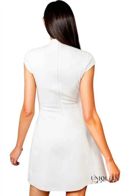 Fore Collection - Alithza Retro Mock Neck Cap Sleeve Mini Dress