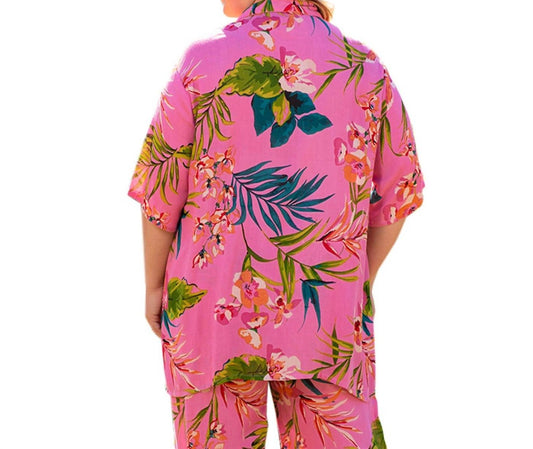 On The Plus Side - Short Sleeve Ibiza Shirt - Plus