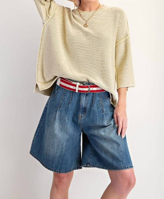 Easel - Foxy Mineral Washed Knit Sweater Top