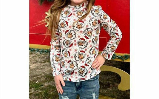 Sterling Kreek - Santa Face Holiday Mesh Top