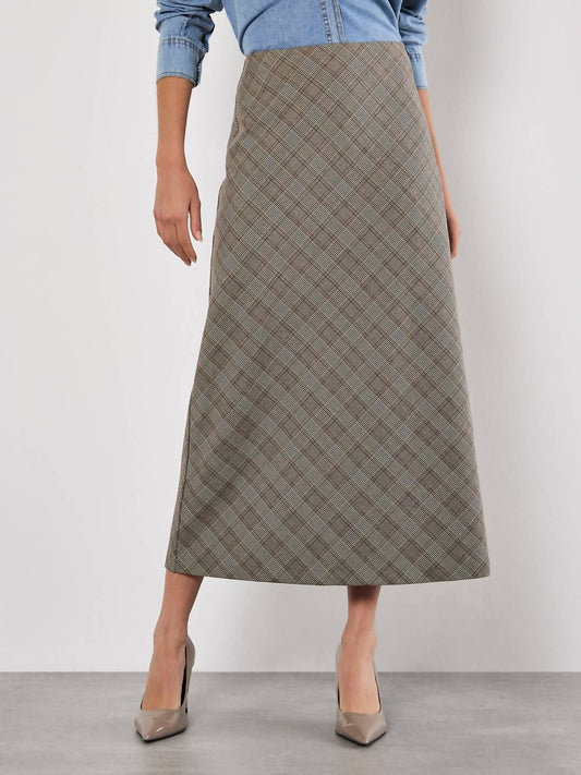 Apricot - Heritage Check Bias Maxi Skirt