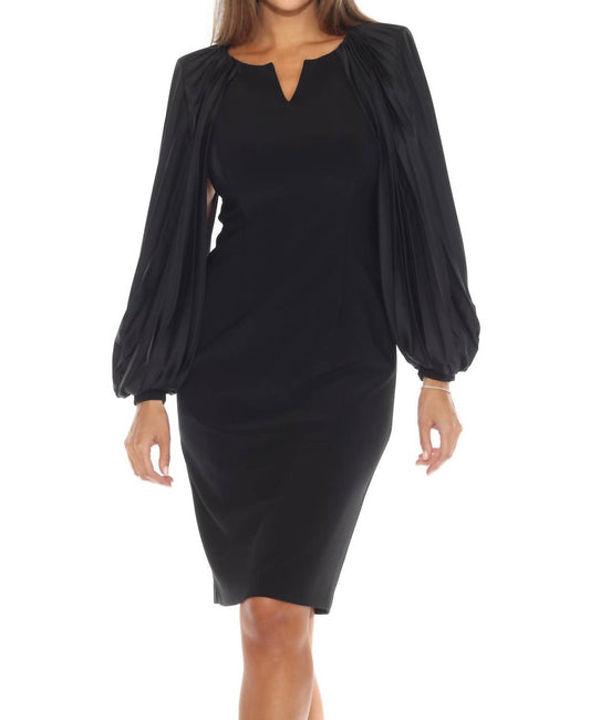 Joseph Ribkoff - Pleated Balloon Sleeve Sheath Dress