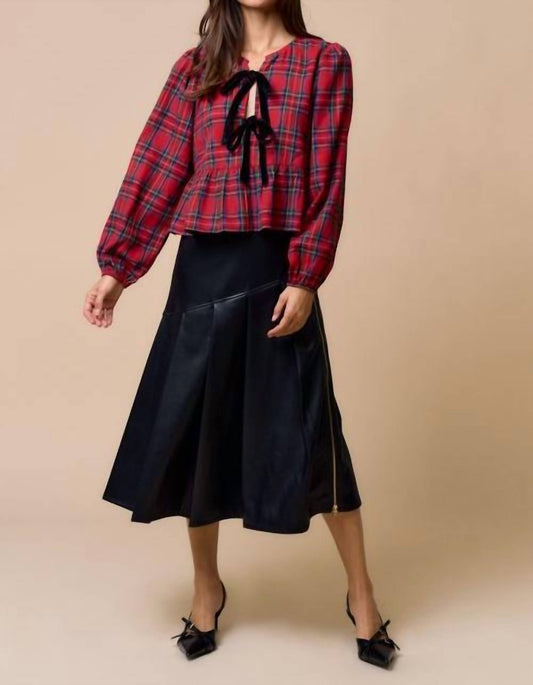 Lalavon - Faux Leather Midi Skirt