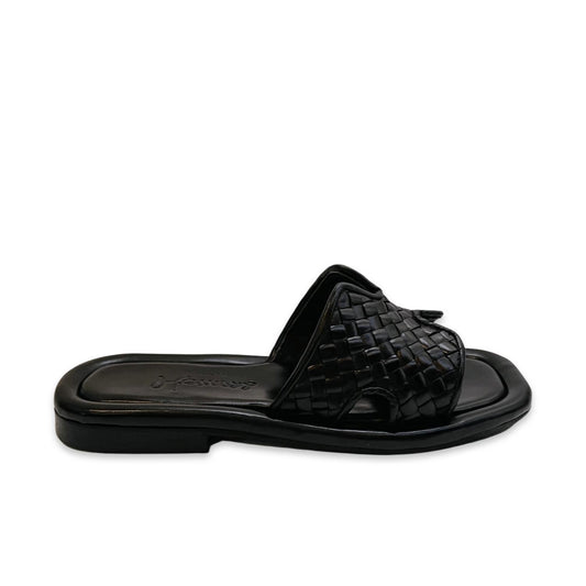Homers - WOMEN'S WOVEN LEATHER NOTCHED SLIDE SANDAL