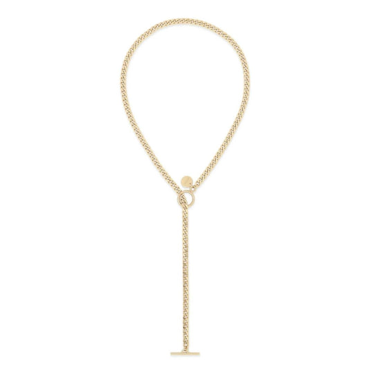 Eklexic - Women's Micro Link Curb Chain Convertible Lariat Necklace