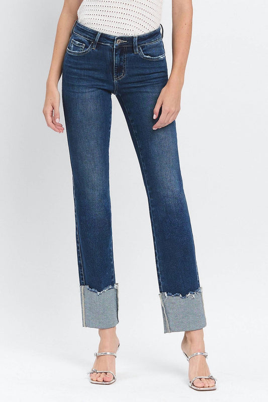 Lovervet - Mid Rise Cuffed Slim Straight Jeans