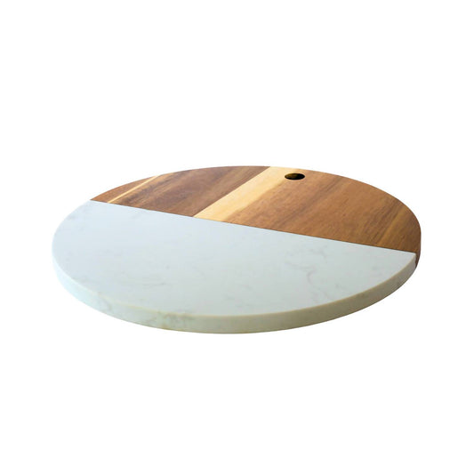 Creative Gifts International - Marble and Acacia Wood Round Board