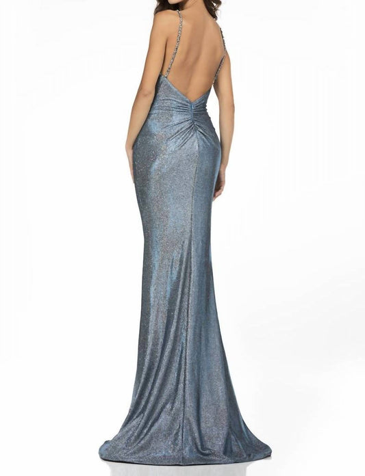 Terani Couture - Glitter Metallic Prom Maxi Dress