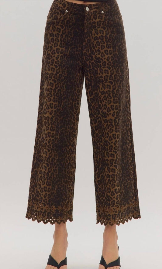 Entro - Wide Leg Eyelet Trimmed Pants