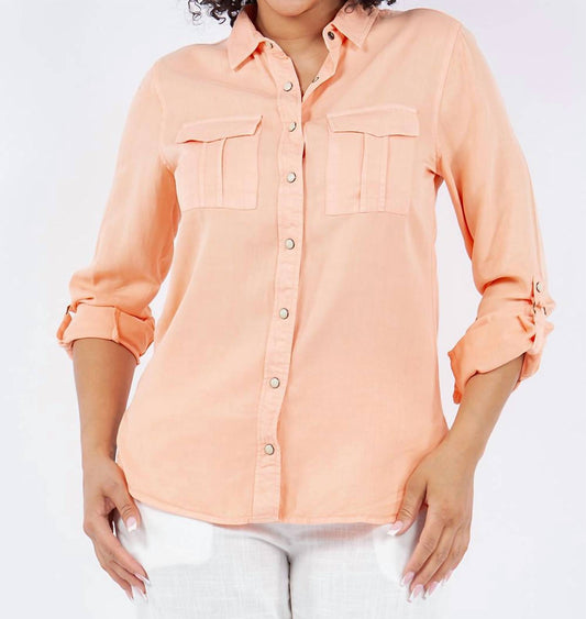 Paparazzi - Tencel Slub Snap Front Long Sleeve Shirt