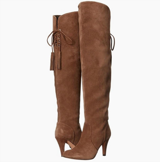 Vince Camuto - Women's Suede Leather Tassels Over The Knee Boots