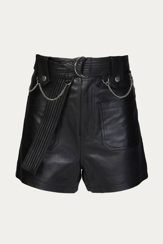 BELTED LEATHER SHORTS