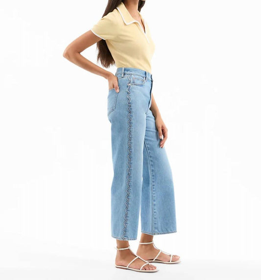 Veronica Beard - Taylor Scalloped Cropped Wide Leg Jeans