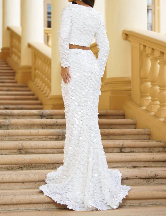 Ava Presley - Two Piece Sequin Gown With Slit