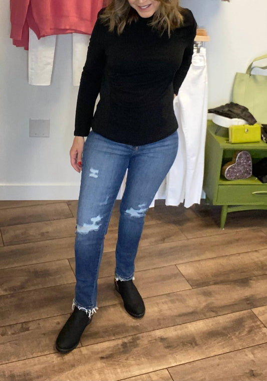 Just Black Denim - High Rise Destructed Skinny Jeans