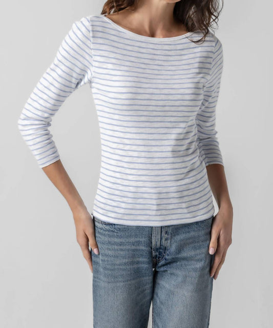 Lilla P - Striped 3/4 Sleeve Boatneck