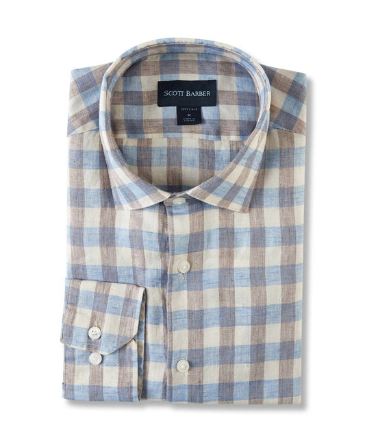 Scott Barber - Men's Linen Bold Gingham Shirt