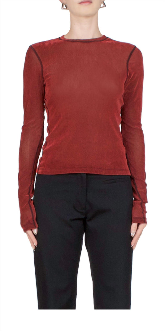 Priscavera - Velvet Mesh Long Sleeve Top