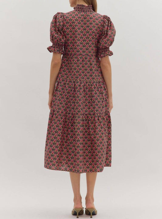 Entro - Botanical Print Midi Dress