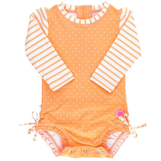 Rufflebutts - Ruffle Butts Polka Dot One Piece Rash Guard